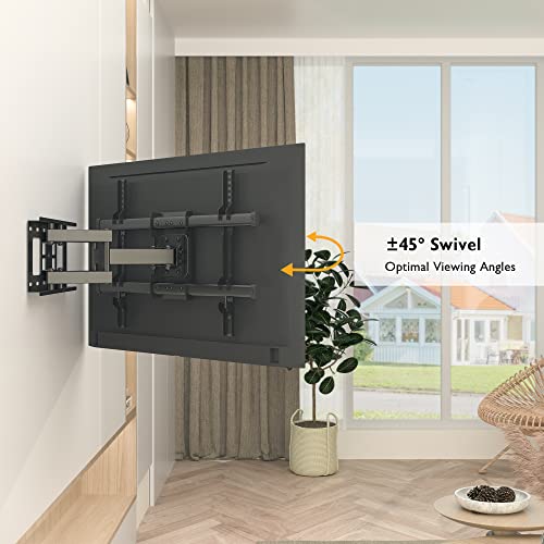 BONTEC Soporte TV Pared para Pantallas de 32-85 Pulgadas Plana & Curva LED LCD OLED, Soporte Pared TV de Articulado Inclinable y Giratorio, Resistentes hasta 60 kg, VESA Máx 600x400 mm